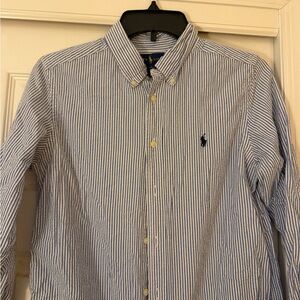 Ralph Lauren Men's Blue and White Striped Shirt